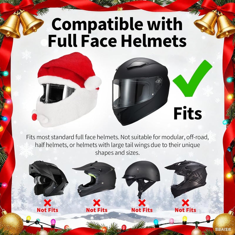VCOROS Motorcycle Helmet Cover Christmas, Fluffy Full Face Helmet Cover Decoration, Festive Gear Xmas Cover for Fun Rides - Image 4
